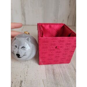 Figi‎ wolf glass ball ornament Xmas snow tree forest unique
